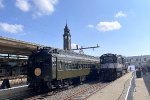 Restored Lackawanna MU and U34CH at Hoboken Terminal-morning view